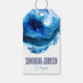 Blauw Stijlvol Modern Abstract Kleding Hang Label Cadeaulabel (Voorkant)