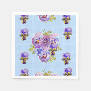 Blauw Stip Shabby Chic Viooltje Decoratie Servetje Servet