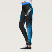 Blauw stippatroon met naam op BLACK of uw kleur Leggings (Links)