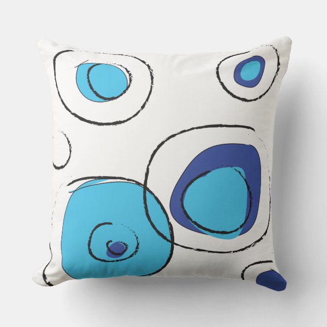 BLAUW STIPPEN ONTWERP Retro Sierkussen (Voorkant)