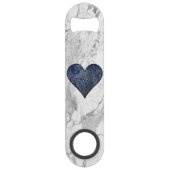 Blauw Stone Marmeren Patroon Speed Flessenopener (Achterkant)