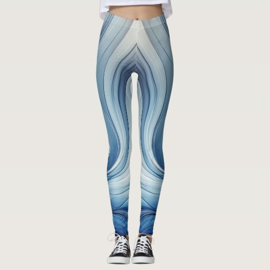 Blauw stralend blauw leggings (Voorkant)
