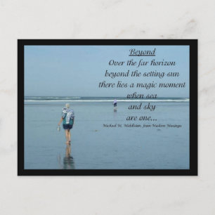 Blauw strand briefkaart