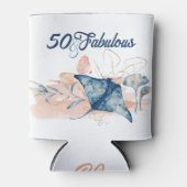 Blauw strand oceaan zee vijftig en fantastische ve blikjeskoeler (Voorkant)