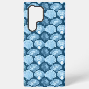 Blauw Strand Schelp Patroon Samsung Galaxy Hoesje