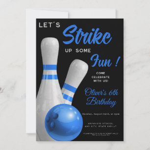 Blauw Strike Up Some fun jongen bowling verjaardag Kaart