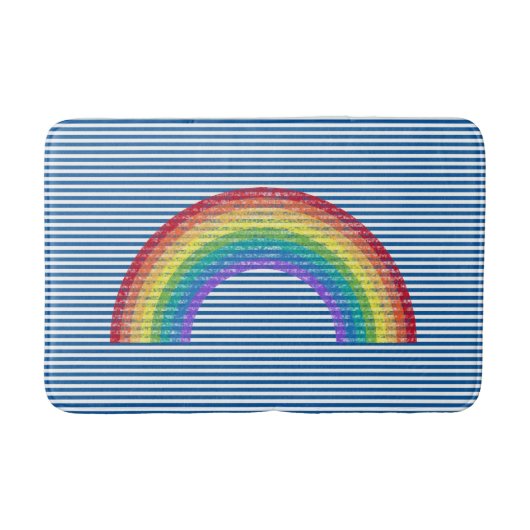 BLAUW STRIPE RAINBOW BATH MAT (Voorkant)