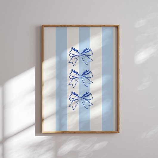 Blauw strippatroon poster