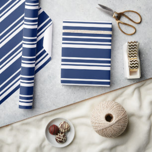 Blauw strippons WRAPPINGPAPIER Cadeaupapier