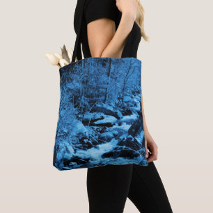 Blauw Stromende Beek Fantasie Natuur Kunst Draagtas