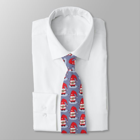 Blauw Stropdas met Red Gnome Pattern (Gebonden)