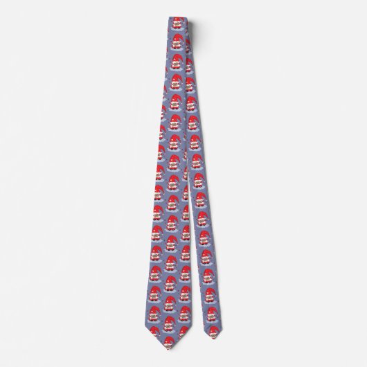 Blauw Stropdas met Red Gnome Pattern (Voorkant)