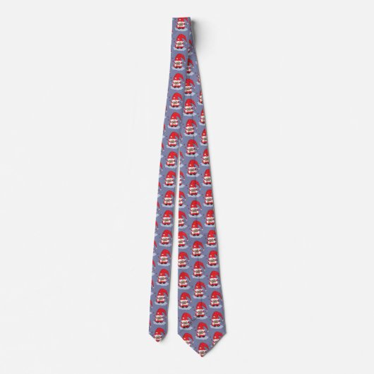 Blauw Stropdas met Red Gnome Pattern (Achterkant)