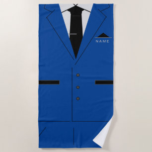 Blauw Suit & zwarte Necktie - Jouw naam toevoegen Strandlaken