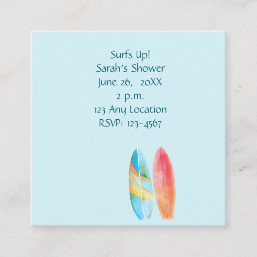 Blauw Surf omhoog Informatiekaartje (Voorkant)