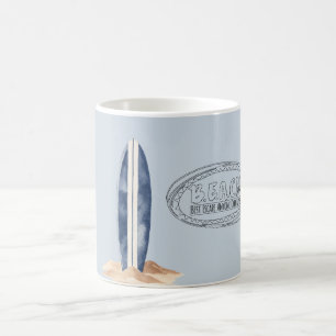 Blauw Surfplank voor het Strand Koffiemok