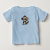 Blauw T-shirt met Little Schattige Monkey Print (Voorkant)