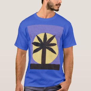 Blauw T-shirt met palmboom en volledige maan