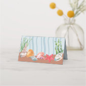 Blauw T tropisch schelp strand bruiloft (Achterkant)