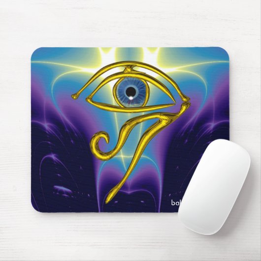 BLAUW TALISMAN/GOLD HORUS EYE MUISMAT (Met muis)