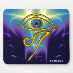 BLAUW TALISMAN/GOLD HORUS EYE MUISMAT