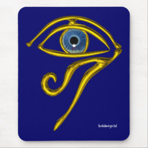 BLAUW TALISMAN/GOLD HORUS EYE MUISMAT