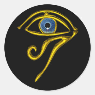 BLAUW TALISMAN/GOLD HORUS EYE RONDE STICKER