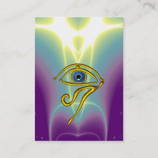 BLAUW TALISMAN, GOUD HORUS OOG Paarse Violet Groen Visitekaartje (Achterkant)