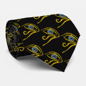 BLAUW TALISMAN, GOUD HORUS OOG Zwart Egyptisch Pat Stropdas (Opgerold)