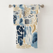 Blauw Tan Abstract Strand Bad Handdoek (Insitu)