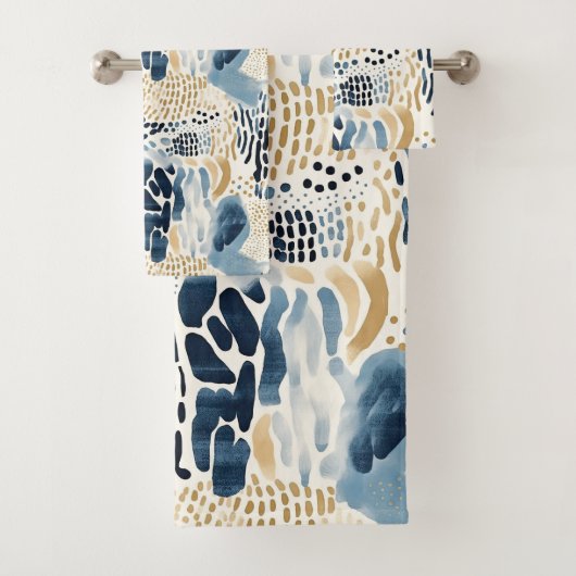 Blauw Tan Abstract Strand Bad Handdoek (Insitu)