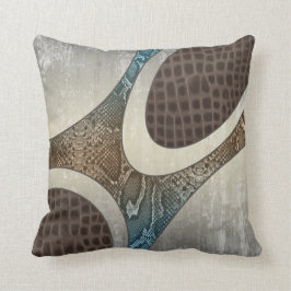 Blauw & Tan Abstracte Snakeskin Croc print Pillow Kussen