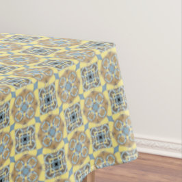 Blauw, tan, geel en bruine cirkels patroon tafelkleed