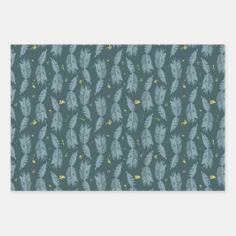 Blauw tapijtschelp Papierblad, set van 3 Inpakpapier Vel