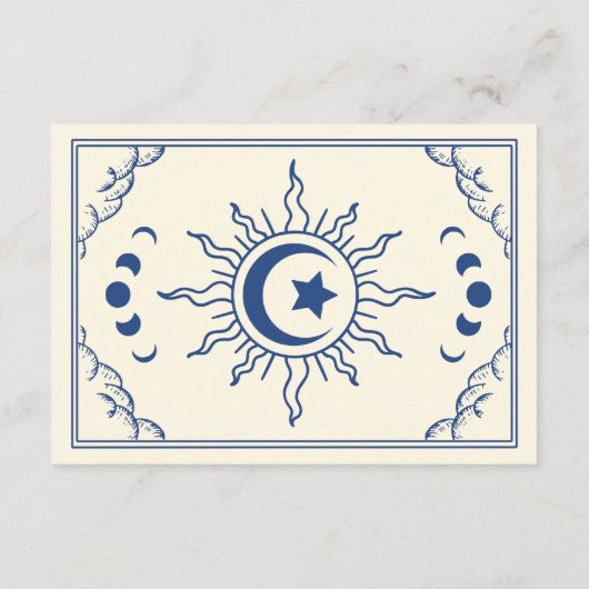 Blauw Tarot Kaart Gotische bruiloft RSVP (Achterkant)