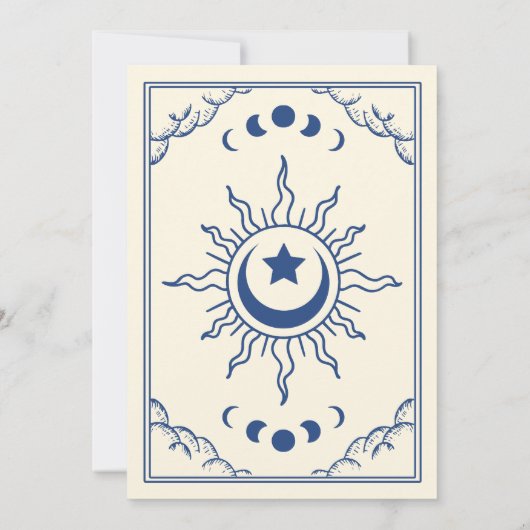Blauw Tarot Kaart Gotische bruiloft uitnodiging (Achterkant)
