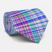 blauw tartan-patroon stropdas (Opgerold)