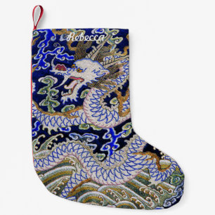 blauw  tattoo Embroidery dragon Kleine Kerstsok