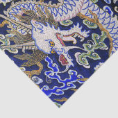 blauw  tattoo Embroidery dragon Tissuepapier (Detail)