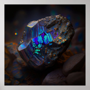 Blauw Teal Boulder Opal Geïnspireerde Rots Poster