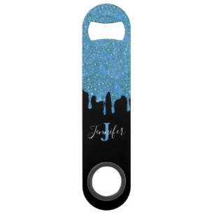 Blauw Teal en Zwarte Glitter Snel Flesopener Speed Flessenopener