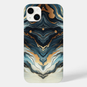 Blauw Teal Goud Agaat Moderne Glam Elegante Strand Case-Mate iPhone 14 Plus Hoesje