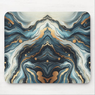 Blauw Teal Goud Agaat Moderne Glam Elegante Strand Muismat
