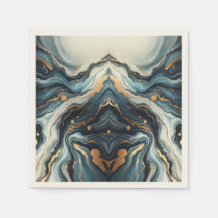 Blauw Teal Goud Agat Moderne Glam Elegante Trouwri Servet