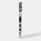 Blauw Teal Goud Agate Modern Glam Elegant Strandst Case-Mate iPhone Case (Achterkant / Rechts)