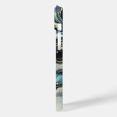 Blauw Teal Goud Agate Modern Glam Elegant Strandst Case-Mate iPhone Case (Achterkant / Links)