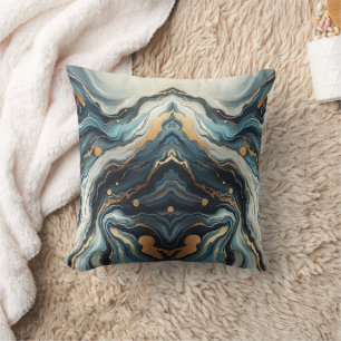 Blauw Teal Goud Agate Modern Glam Elegant Strandst Kussen