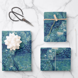Blauw Teal Groen Marmer Textuur Inpakpapier Vel