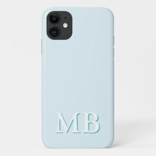 Blauw & Teal   Minimaal Modern Initiaal Monogram iPhone 11 Hoesje