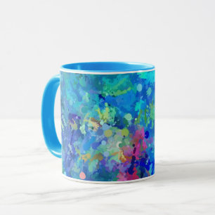 Blauw Teal Paars Aquarel Abstractie Mok